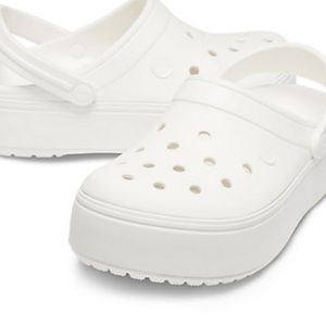 platform crocs white